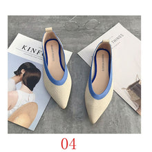 Load image into Gallery viewer, New Women&#39;s Casual flats bailarinas luxury Brand Shallow Mouth Pointed Ballet Female Boat Shoes wool Knitted Maternity loafers