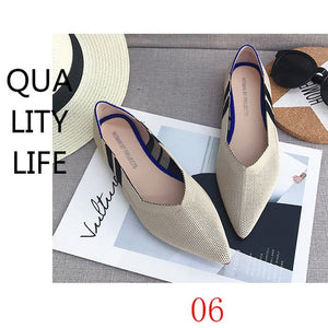 New Women's Casual flats bailarinas luxury Brand Shallow Mouth Pointed Ballet Female Boat Shoes wool Knitted Maternity loafers