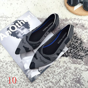 New Women's Casual flats bailarinas luxury Brand Shallow Mouth Pointed Ballet Female Boat Shoes wool Knitted Maternity loafers