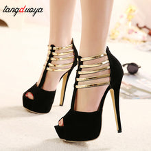 Load image into Gallery viewer, Sexy High Heels Women Shoes Platform Peep Toe Wedding Shoes Women Pumps Black Red Shoes Woman High Heel Shoes 2019 tacones mujer