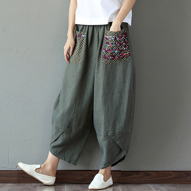 Womail Women Pants  Bohemian baggy pants women Cotton Linen Baggy Long Trousers Pants Fashion daily Hot Slimmimg dropship j14