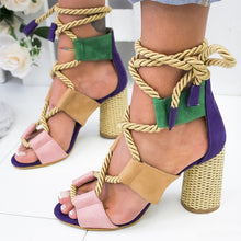 Load image into Gallery viewer, Women Pumps Fashion Women Heels Lace Up High Heels Sandals For Summer Shoes Women Gladiator Sandals Thick Heels Chaussures Femme