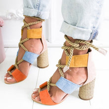 Load image into Gallery viewer, Women Pumps Fashion Women Heels Lace Up High Heels Sandals For Summer Shoes Women Gladiator Sandals Thick Heels Chaussures Femme