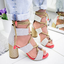 Load image into Gallery viewer, Women Pumps Fashion Women Heels Lace Up High Heels Sandals For Summer Shoes Women Gladiator Sandals Thick Heels Chaussures Femme