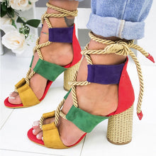 Load image into Gallery viewer, Women Pumps Fashion Women Heels Lace Up High Heels Sandals For Summer Shoes Women Gladiator Sandals Thick Heels Chaussures Femme
