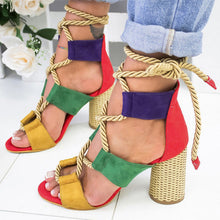 Load image into Gallery viewer, Women Pumps Fashion Women Heels Lace Up High Heels Sandals For Summer Shoes Women Gladiator Sandals Thick Heels Chaussures Femme