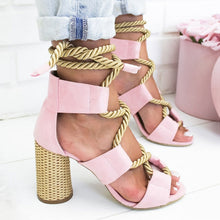 Load image into Gallery viewer, Women Pumps Fashion Women Heels Lace Up High Heels Sandals For Summer Shoes Women Gladiator Sandals Thick Heels Chaussures Femme