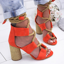 Load image into Gallery viewer, Women Pumps Fashion Women Heels Lace Up High Heels Sandals For Summer Shoes Women Gladiator Sandals Thick Heels Chaussures Femme