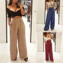 Load image into Gallery viewer, 2019 Summer New Style Fashion Women&#39;s OL Office Loose Stretch High Waist Wide Leg Long Pants Palazzo Trousers